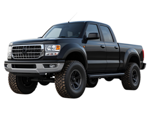Black Four-Door Pickup Truck with Muddy Tires, Adventure Off-Road Style PNG Isolated (3)