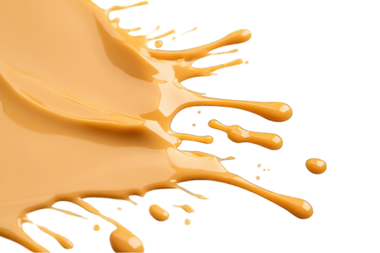 Liquid splash with transparent background caramel color abstract design - Powered by Adobe