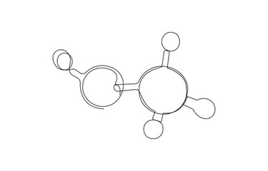 Molecular Structure Physics Biology in one continuous line art Vector illustration,1