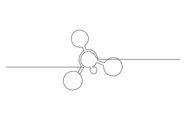 Molecular Structure Physics Biology in one continuous line art Vector illustration,1