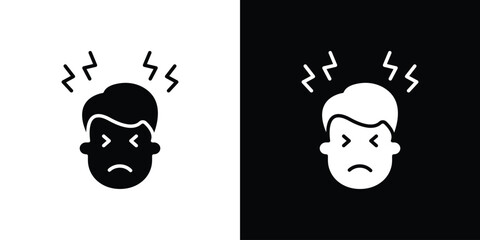 Headache icon icon. Black and white simple flat design icon