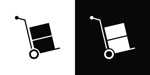 Hand truck icon. Black and white simple flat design icon