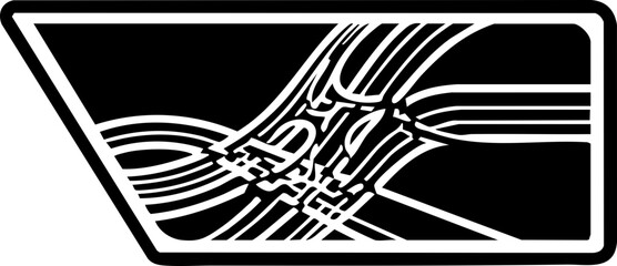 Dynamic abstract design with flowing white lines creating a modern, energetic, and visually striking graphic element for branding and digital art © Artesian Edge