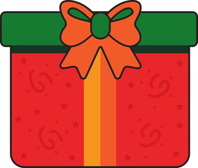 Festive Red Christmas Gift Box with Orange Bow