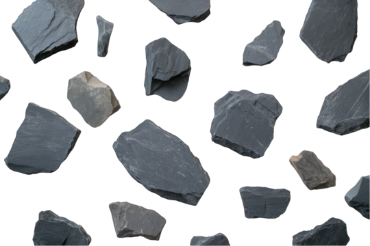 Loose rock aggregate on transparent background construction material decoration