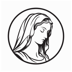 Religious Art of Virgin Mary Vector Design on white background
