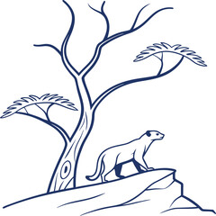Obraz premium silhouette bird on tree branch vector illustration