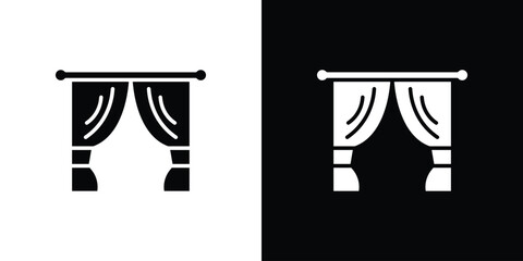 Curtains icon. Black and white simple flat design icon