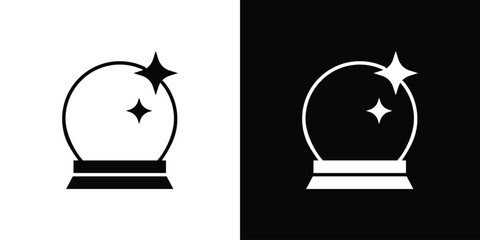 Crystal ball icon. Black and white simple flat design icon