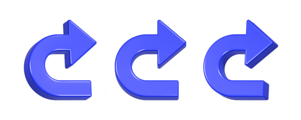 3d rendering design of blue back button icon symbol