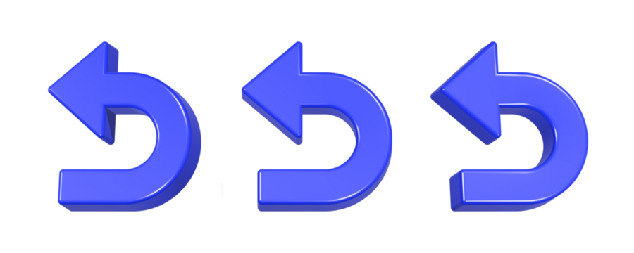 3d rendering design of blue back button icon symbol - Powered by Adobe