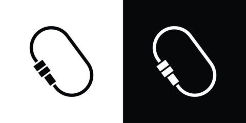 Carabiner icon. Black and white simple flat design icon