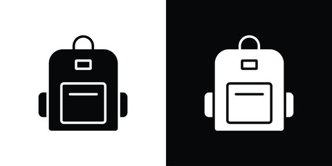 Backpack icon. Black and white simple flat design icon