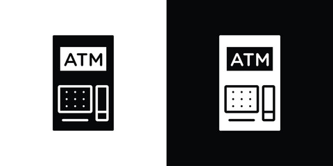 Atm icon. Black and white simple flat design icon