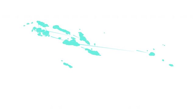 Solomon Islands map outline animation with alpha channel with connectivity, Technology