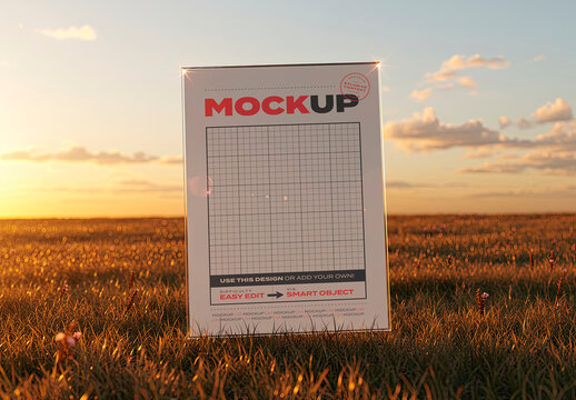 Poster Mockup on Morning Field