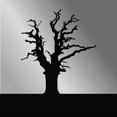 Old dead horror tree Silhouette vector illustration and trees branches without leaves