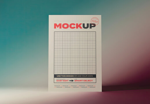 Simple Page Poster Mockup with Gradient Background