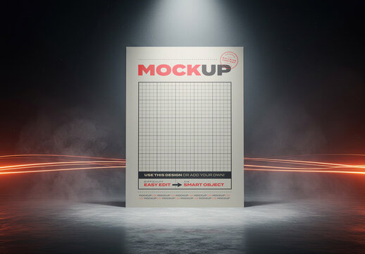 Stand Poster Mockup with Light Rays