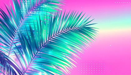 Vibrant palm fronds on a gradient pink background with starlight and dotted pattern elements