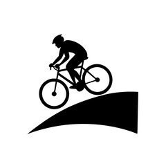 Fototapeta premium Silhouette bicycle rider on hill crest vector graphic silhouette