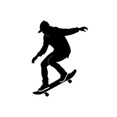 Fototapeta premium Skateboarder silhouette vector illustration clean graphic design silhouette