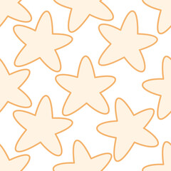 Big yellow stars seamless pattern, Doodle beige stars pattern