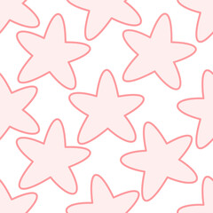 Big pink stars seamless pattern, Doodle stars Pattern