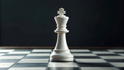 A White Chess King Stands Alone on a Chessboard Under Dramatic Lighting