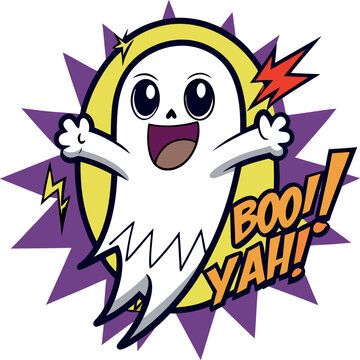 Boo Yah!&rdquo; &ndash; comic-style ghost with lightning effects