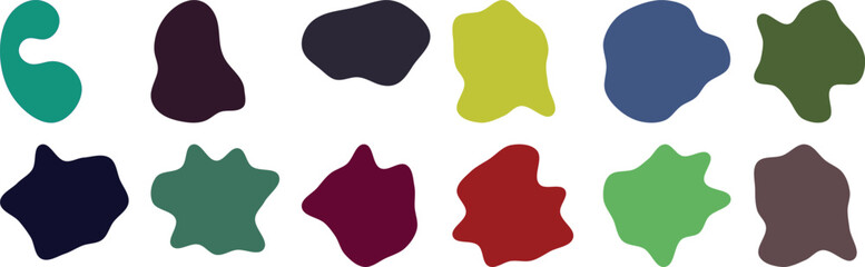 Collection of Abstract Organic Shapes in Various Colors