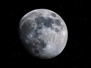 Obraz premium A detailed view of the full Moon s cratered surface illuminated by a bright silvery glow against the dark expanse of space