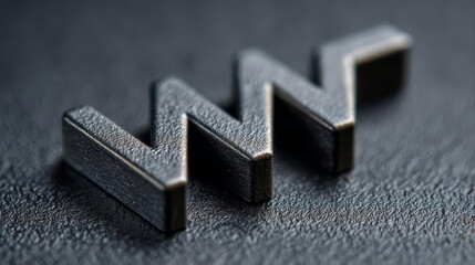 Metallic zigzag shape on a textured dark background, close-up