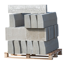 pallet with a stack of concrete curbstone