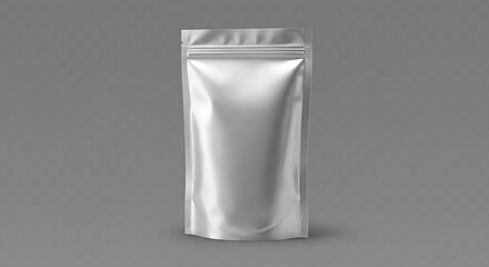 Food grade flexible packaging featuring a reflective silver surface and zipper lock closure