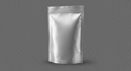 Food grade flexible packaging featuring a reflective silver surface and zipper lock closure