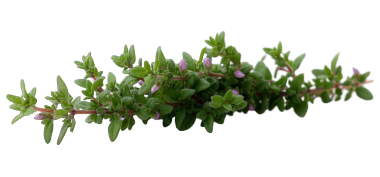 Oregano herb branch with small flower on transparent background
