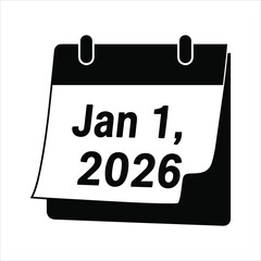 Calendar page showing january 1 2026 simple graphic design for planning and dates
