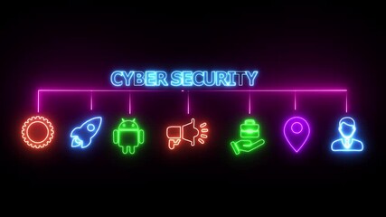 Cyber security concept, Digital alert interface for malware detection, data breaches, and active network protection systems. Motion infographic of cyber security icons - Powered by Adobe