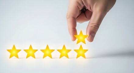 Hand placing a star to complete a fivestar rating