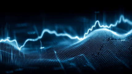 Data waveform across a dotted terrain portraying analytics flow and signal behavior, symbolizing forecasting insight measurement and continuous monitoring.
