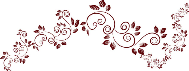 Elegant floral swirls and leaves decorative border design element