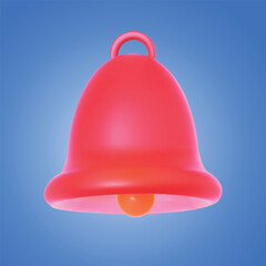 Red christmas bell. 3d glass bell symbol. Vector Illustration