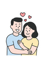 Happy Family Moment – Couple with Hearts Vector