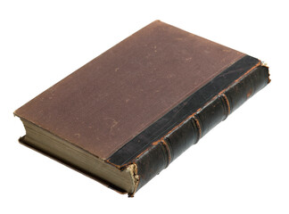Obraz premium Old Leather Bound Book on White Background