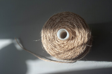 Top view jute thread roll.