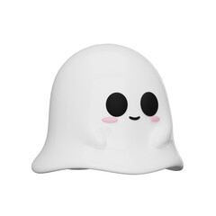Fototapeta premium Cute 3D Ghost Character in Kawaii Style