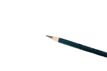 Pencil tip pointing forward on transparent background writing drawing concept
