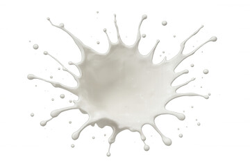 Fototapeta premium White milk splash forming an abstract crown shape, dynamic liquid movement with drops, transparent background