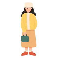 Flat cartoon vector illustration of a young woman character. Young woman character in minimal style. Modern female lifestyle concept perfect for design, fashion, people, and business themes.
